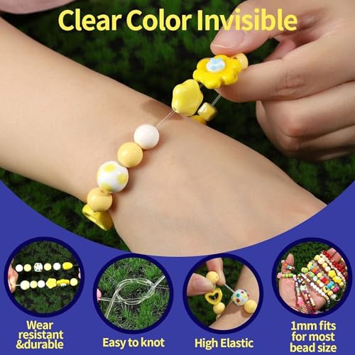 Image of 0.8 mm 40 Meter Clear Stretchy Elastic Cord for Jewelry Making - Strong & Durable Transparent Beading Thread for Bracelets, Necklaces, and DIY Crafts (40m Spool)
