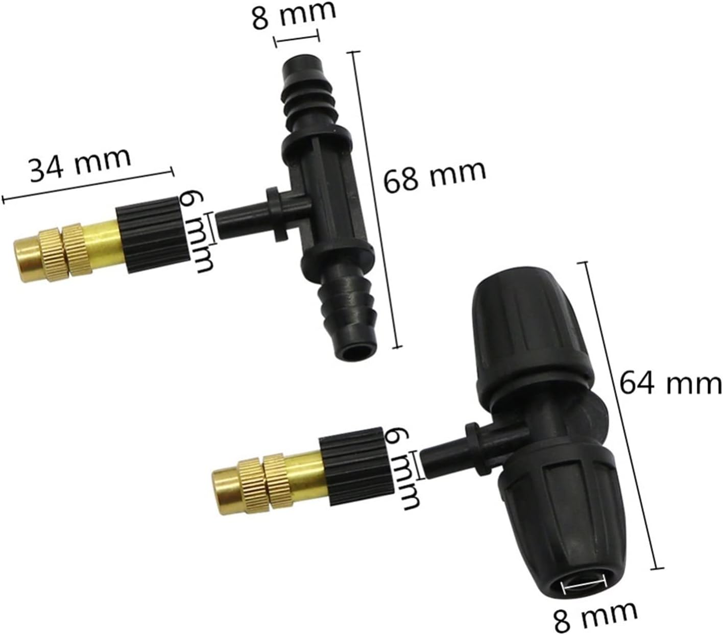 Gardening Irrigation Dripper Garden Brass Atomizing Nozzle with 8 Mm Hose Connector Greenhouse Fruit Tree Mist Cooling Humidifying Sprayer 5 Pieces