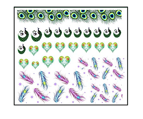 Peacock Collection (Peacock Nail Art Decals c2 1cm)