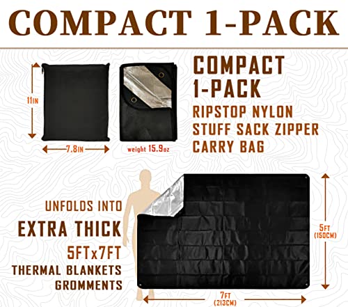 Heavy Duty Survival Blanket -Multifunctional Reflective Tarp Thermal Blanket - 60" x 83" Waterproof Sandproof for Camping Hiking Outdoors Multifunctional Emergency Blanket… - Image 3