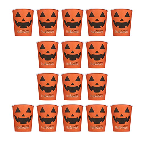 ULTECHVO Copo de papel descartável para Halloween com abóbora - 100 peças