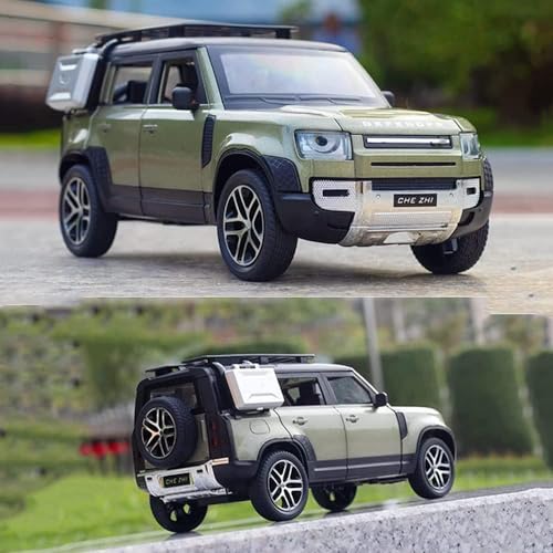 Image of Exclusive Alloy Metal Pull Back Die-Cast Car Diecast Metal Pullback Toy Car with Openable 6 Doors,Light Music Boys Gifts Toys (1:24 Land Rover Defender - Green)