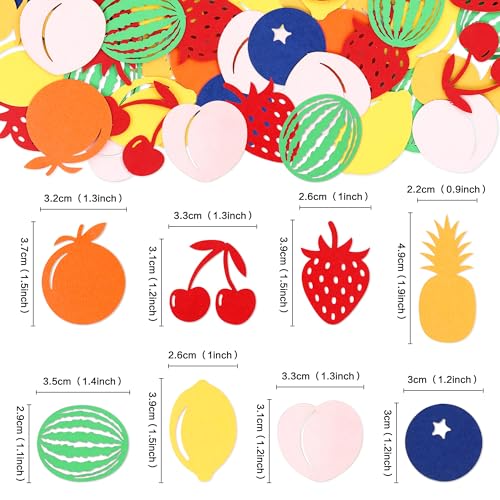 Image of 240Pcs Double-sided Fruit Confetti Strawberry Blueberry Peach Orange Lemon Cherry Pineapple Table Confetti Colorful Paper Fruits Table Decorations for Baby Shower Fruity Birthday Party Confetti