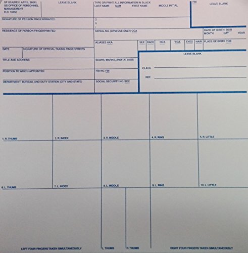 Fingerprint Cards, Standard Form 87A (SF-87A) - Pack of 25 | Amazon price  tracker / tracking, Amazon price history charts, Amazon price watches,  Amazon price drop alerts | camelcamelcamel.com