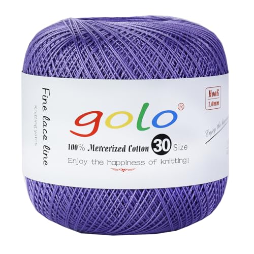 Image of golo Crochet Thread Size 30 Yarn for Hand Kniting Yarn for Tatting Bright Purple 279