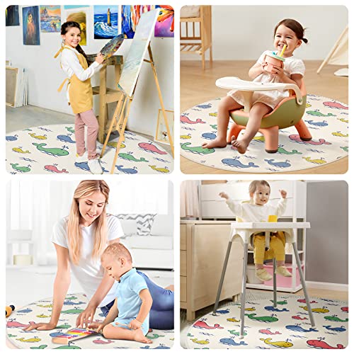 Splat Mat For Under High Chair 43.3″, Waterproof Anti Slip With No Layering Design Splash Mat For Art/Crafts/Playtime On Floor Or Table, Eating Mess Mat Spill Mat Floor Protector #TOP1