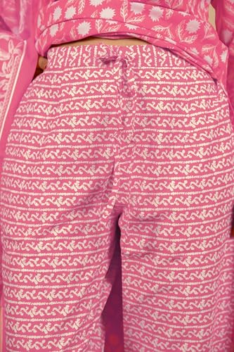 Image of MIRCHI FASHION Pure Cotton Women Straight Batik Print & Mirror Work Kurti Set with Dupatta and Pant