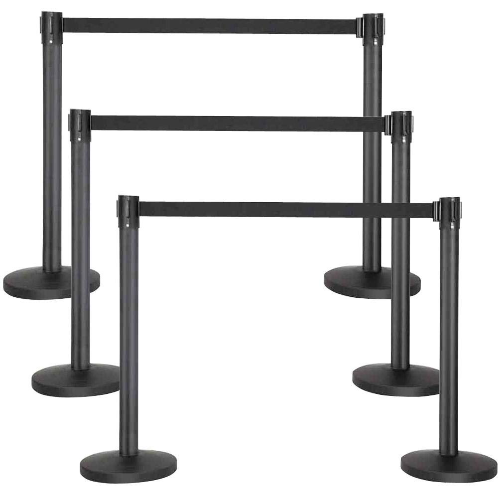 Yaheetech Barrière de Guidage Rétractable 6 Poteaux avec Corde 2M Système de Balisage