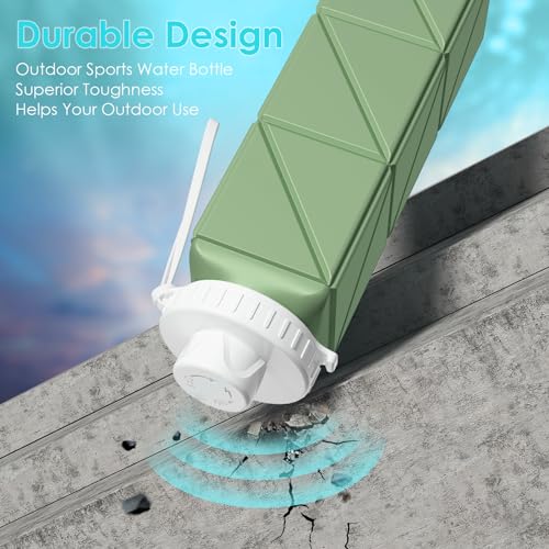 Collapsible-Water-bottle-with-Leakproof-Lid-Food-Grade-BPA-Free-Silicone-Travel-Bottles--Foldable-Water-Bottles-610ml-for-Travel-GymHiking-SportsCampingBiking-2011oz-Portable-Reusable