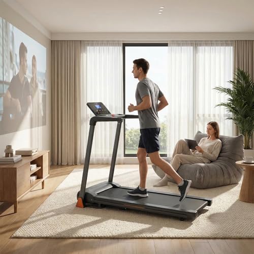 Image of Folding Treadmill, Automatic Incline Treadmill, Foldable Walking Pad Treadmill, 3.5 Horsepower 0.5-8.5MPH 330LBS Capacity LED Display for Home