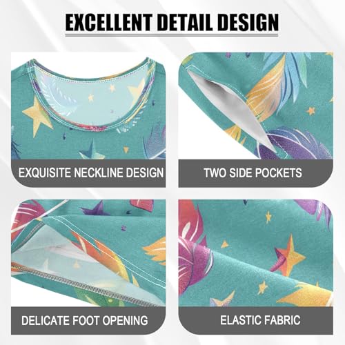 senya Short Sleeve Pajamas Sets Summer Cotton Sleepwear Purple Blue Feather4