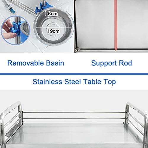 Medical Trolley Dental Lab Trolley, 2/3-Layer Stainless Steel Trolley for Medical Instruments, Portable Serving Trolley for Hospital Equipment on Wheels, Large Drawer, 2 Layers, 61 x 41 x