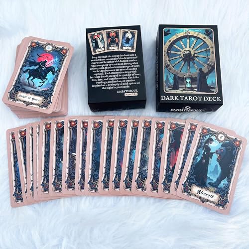Image of Unique Dark Gothic Tarot Deck, Tarot Cards for Beginners, Dark Fantasy Style Deck, Witch Divination Tool, Fortune Telling Tarot Learning Decks