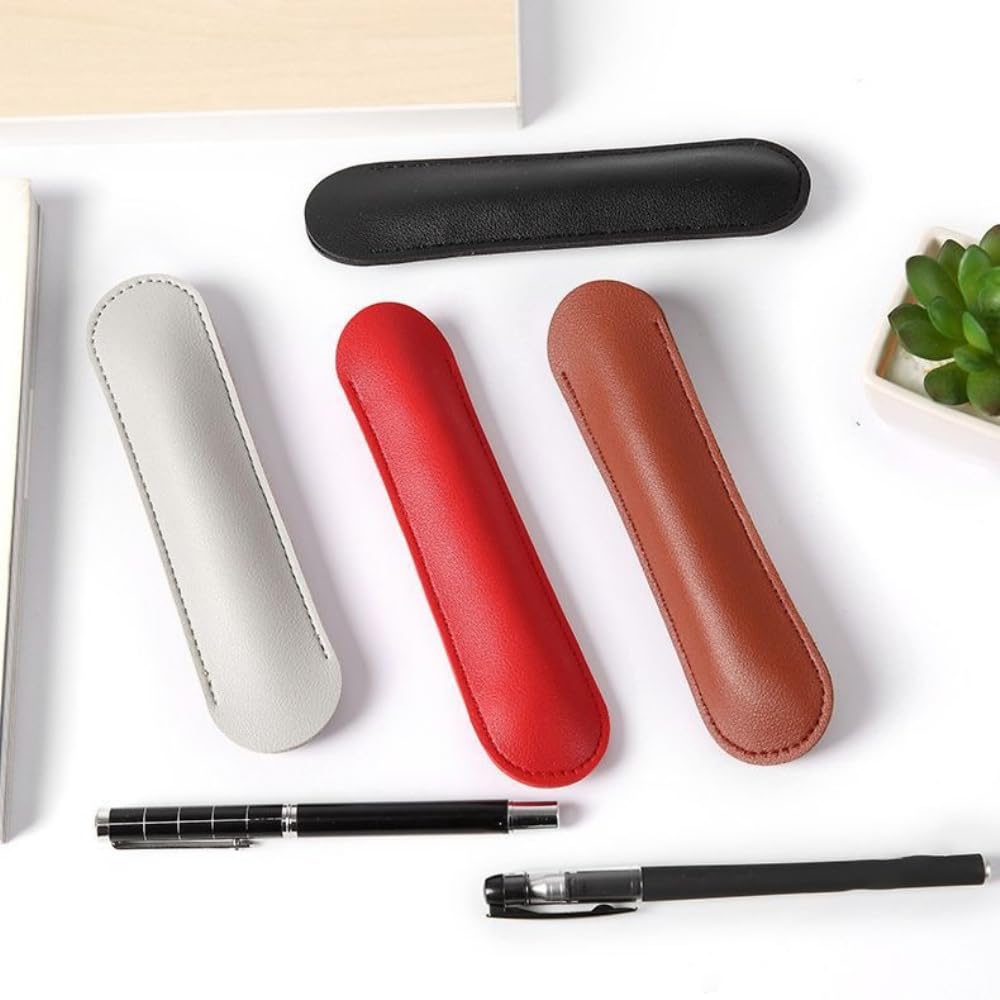 Blausky Pack of 4 Leather Pencils, Unisex Pens, Leather Pen Case, Small Pencil Case, Pencil Case, School Pencil Case - Image 4