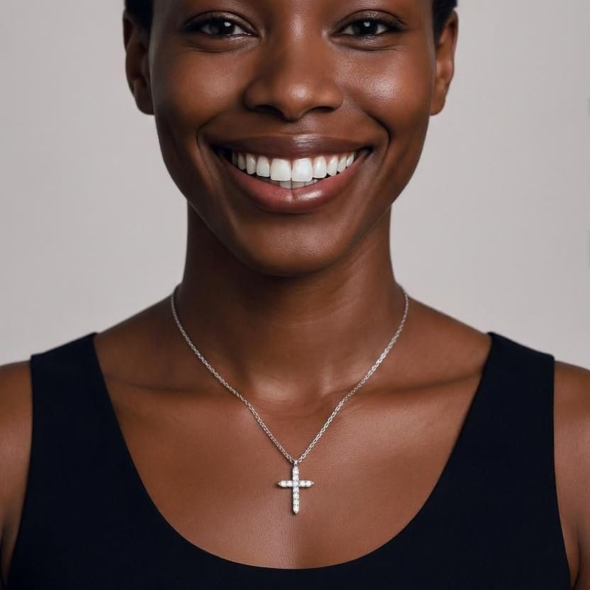 Cross Christian Necklace Cubic Zirconia Starburst Rhinestone Necklace Jesus Crucifix 14K Gold Plated Heart Pendant Faith Jewelry Gift For Women - Image 6