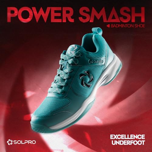 Image of SOLPRO Power Smash Badminton Shoes | Flex Support Outsole | Court Grip | Shock Absorbing Cushion | Breathable Mesh Upper | Stability Ridges