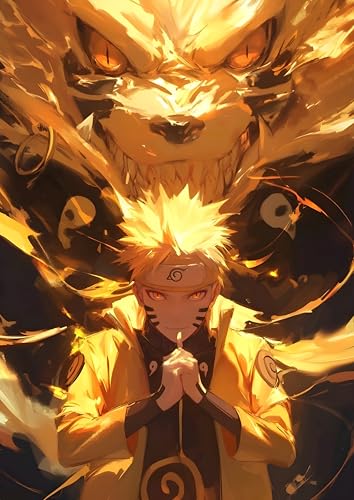 Image of NIJUKA Anime Printed Metal sheet Poster For Home And Room Decoration | For Anime Art Fans Boys And Girls (Naruto 9 tait jinjuriki)