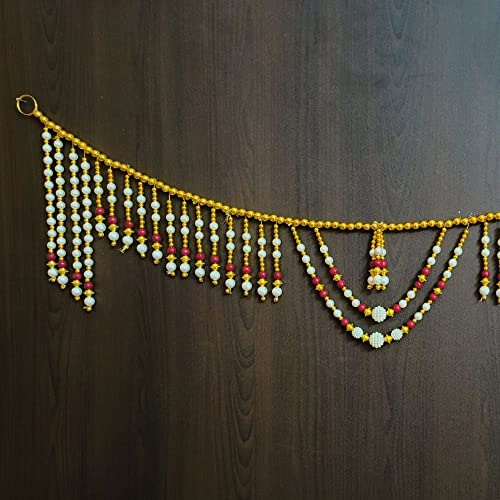 Image of Handmade Door Hanging Round Moti Style Bandarwal Toran (TMR-07) -Diwali New Year Inauguration Wedding Festival Home Decor Pooja (40 Inch X 6 Inch)