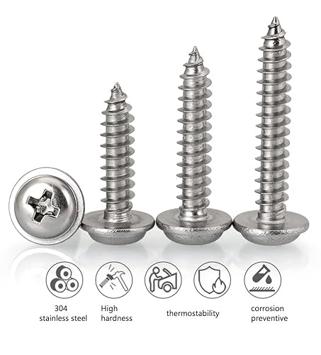 Miniatura 3 de Tornillos para madera Tornillos de acero inoxidable Quick Metal Autoperforantes Phillips Truss Head (#6 * 12") (100 piezas)