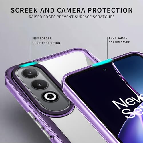Image of Kapa Warrior Acrylic Clear Back Cover for OnePlus Nord CE 4 / Nord CE4 | Slim Shockproof [Military Grade Protection] Hybrid Bumper Case (Purple Sides)
