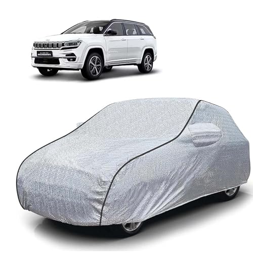Image of Sulfar 100% Waterproof Car Body Cover Compatible with Mirror for Jeep Meridian (Triple Stitched, Full Bottom Elastic, Magic Silver with Black Piping)