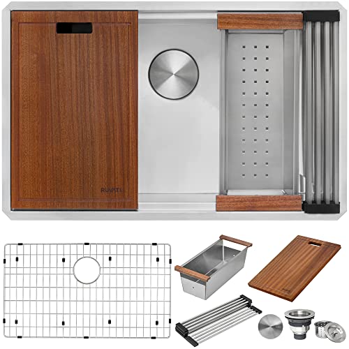 Ruvati RVH8300 32-Inch Workstation Ledge Undermount 16 Gauge Stainless Steel Kitchen Sink Single Bowl thumb #2