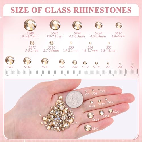 Image of 5000PCS SS6 /2mm Crystal Glass Rhinestones for Bedazzling (Golden Shadow) | Flatback Rhinestones for Crafting DIY Nail Art Makeup Decoration, Gems Diomand Charms for Tumbler Shoes Clothing Mug
