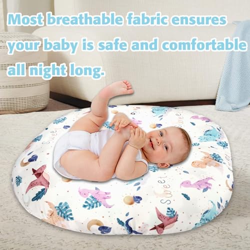 Image of Newborn Lounger Cover, Cute Dinosaur Removable Cover Ultra Soft Comfortable Lounger Slipcover Removable Cover for Infant Lounger Pillow (Lounger not Included)