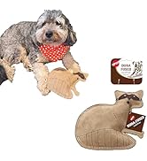 SPOT Dura-Fused Leather Raccoon Dog Toy – Real Leather & Jute Fabric, Double-Stitched & Durable, ...