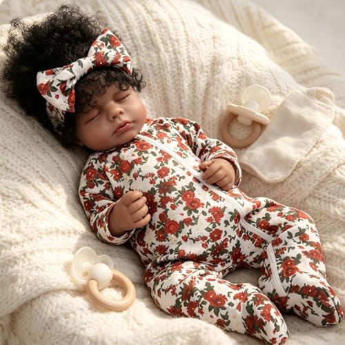 Muñeca Reborn Africana de 18 Pulgadas con Cuerpo de Tela miniatura 4