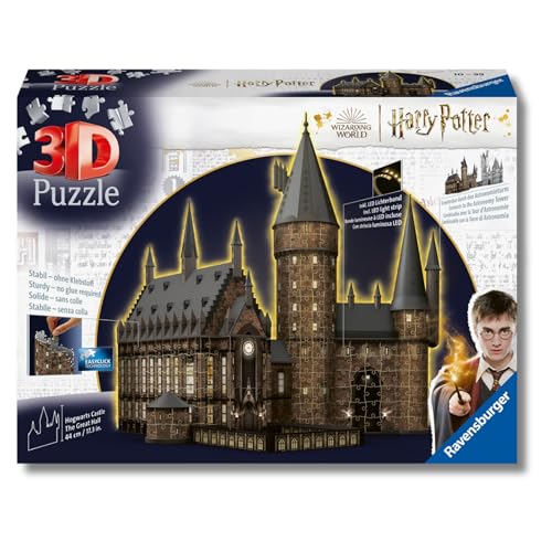 Puzzle 3D Castillo de Hogwarts Ravensburger con luces LED y 540 piezas para montar 7