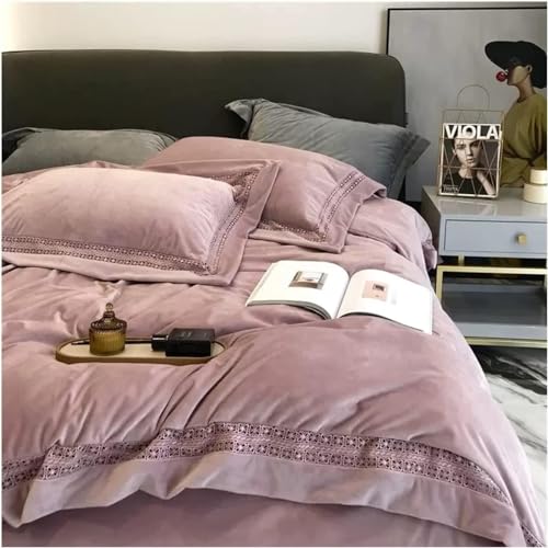 Juego de Funda nórdica Estampada, Funda nórdica Gruesa y cálida de Pelo Corto de Doble Cara, Juego de Cama de 4 Piezas (1 Funda nórdica + 1 sábana + 2 Fundas de Almohada) (Color : C, Size : 2.0m Bed