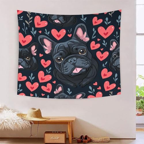 Tapisserie bulldog français 3D déco murale salon tissu suspendu chambre grand format 180x230