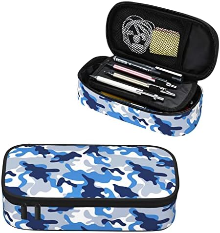 FAFACUSDIT Large Pencil Case for Boys Cute Canvas Kids Pencil Pouch with Zipper Compartments Big Capacity Pencil Bag Organizer Box for School (Winter camouflage)