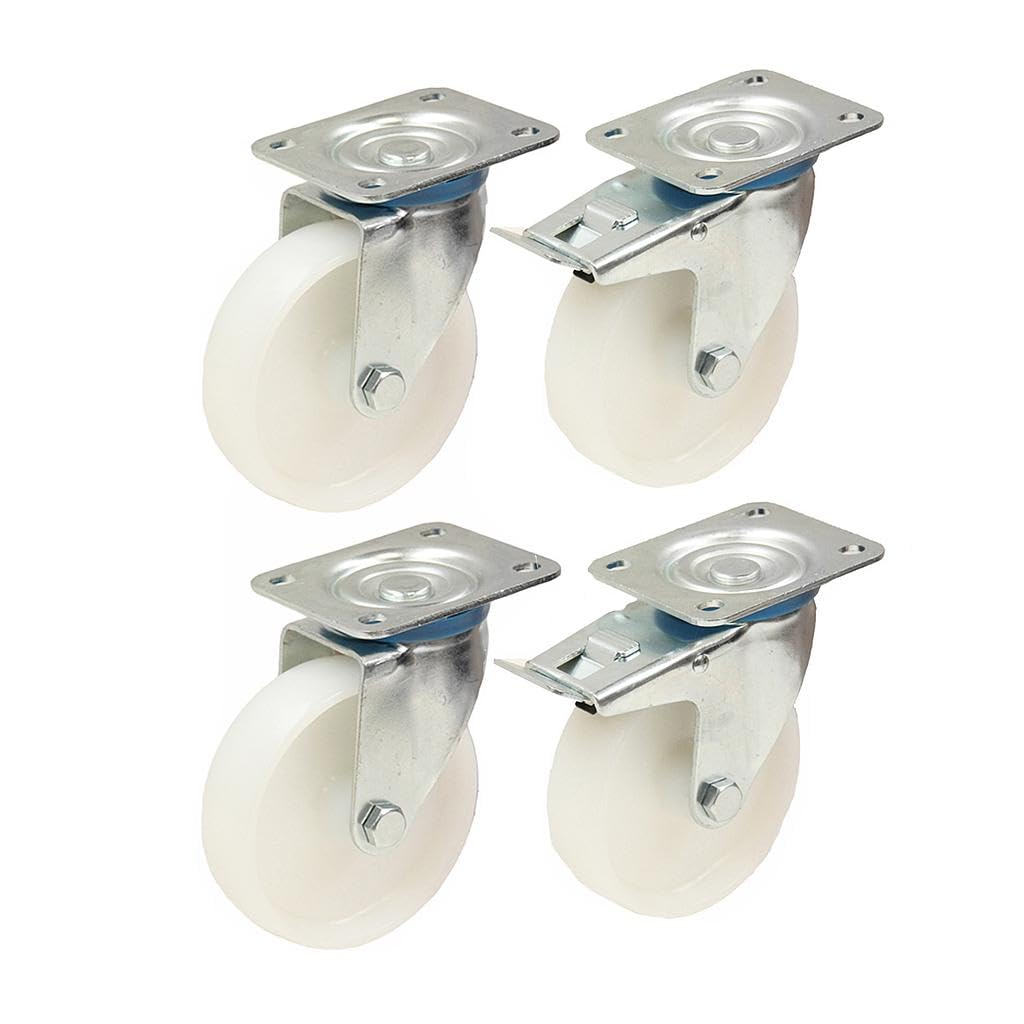 Parnells 125mm 5 Nylon Rollen Schwerlast Drehgelenk & Gebremste Lenkrollen Set 170kg Jede 4er Set