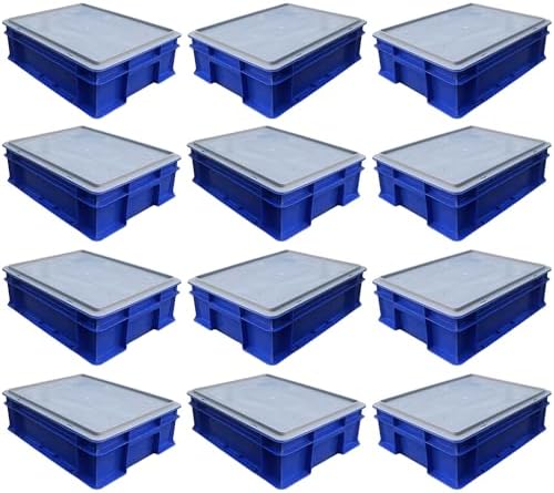 SINGHAL Plastic Crate 400x300x120 MM With Lid - Pack of 12 ...