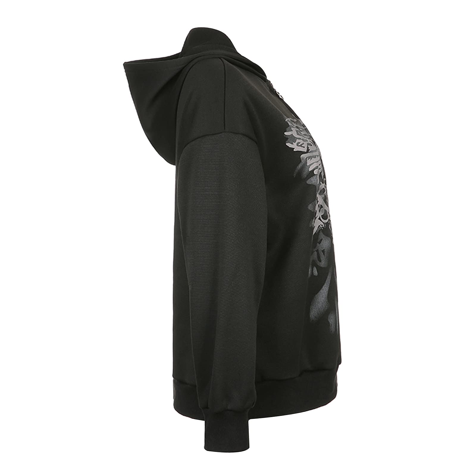 Donna Y2k Zip Up Felpe con cappuccio manica lunga Graphic Star Print Giacca con cappuccio oversize Goth Harajuku Felpa Punk Grunge Streetwear