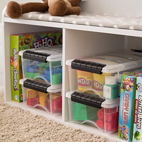 Image of IRIS USA 6-Pack Storage Bins with Lids, 6 Quart, Made in USA Stackable See-Through Organizing Solution Latches Durable Nestable Containers Secure Pull Handle, BPA-Free Plastic