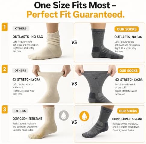 X-Cynintoure 92% Merino Wool Mid-Crew Hiking Socks, 2% Lycra Women & Man — view 5