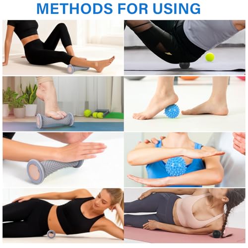Image of WOVTE Massage Lacrosse Ball for Sore Muscles, Shoulders, Neck, Back, Foot, Body, Deep Tissue, Trigger Point, Muscle Knots, Yoga and Myofascial Release (Blue) (Gray Blue Black)