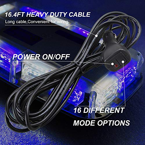ASPL 48LED Roof Top Strobe Lights, High Visibility Emergency Safety Warning LED Mini Strobe Light bar with Magnetic Base for 12-24V Snow Plow, Trucks, Construction Vehicles (Blue/White) - Thumbnail 5