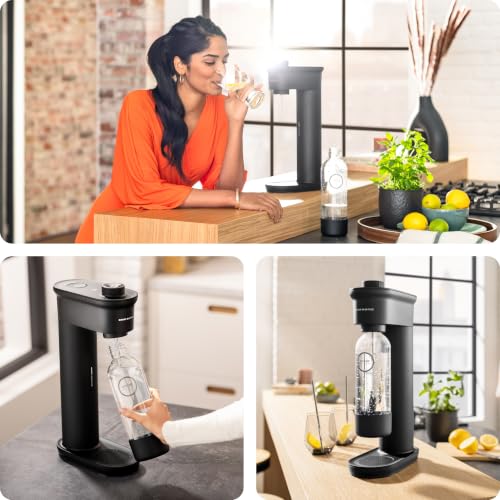 Foto von GROHE Blue Fizz, Wassersprudler Starter Set (3 einstellbare Sprudel-Stufen, ohne CO2 Flasche, 1x 0,85l Wasserflasche + Reinigungspulver), schwarz, 31943K00