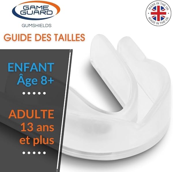 GAME GUARD - Protège-dents pour la boxe, le rugby, le hockey, le karaté, le taekwondo/protège dent pour enfant, junior de 8, 9, 10, 11, 12 ans. Approuvé CE - Protège leurs dents et leurs - 4
