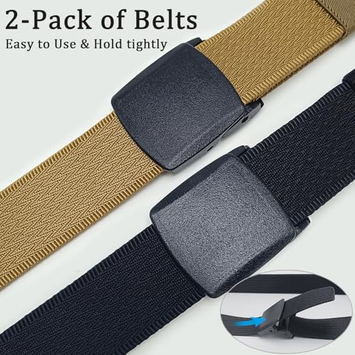 Image of WYuZe Mens Nylon Web Belt No Metal Nickel-Free Military Tactical Hiking Belt