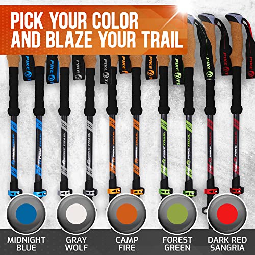 Pike Trail Trekking Poles - Lightweight Carbon Fiber Collapsible Sticks For Walking And Hiking - For Men And Women - Adjustable Height And Retractable Design - Carry Bag And Attachments Included #TOP5