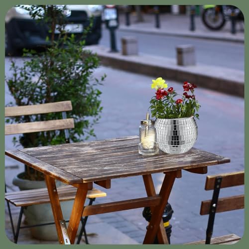 Image of 6 Pcs Disco Vase, Silver Mirror Ball Disco Ball Planter 5 inch X 6 inch Glass Silver Candle Holder White Vases for Centerpieces Table Decorations Party Wedding Birthday Gift