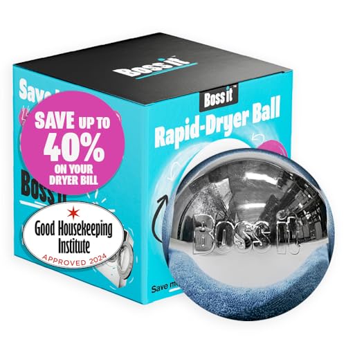Boss It Rapid Dryer Ball for Tumble Dryer with Reflective HeatBounce Technology - Save on Energy Bills Over Time with Multiple Uses and Full Cycles, Approx. 150 Dries