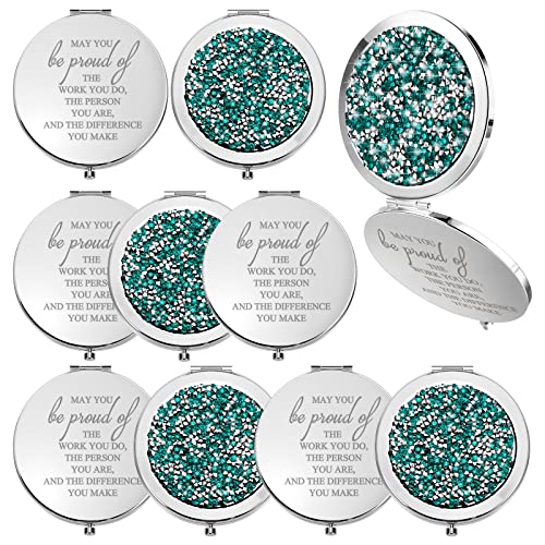 Unittype 10 Pcs Inspirational Compact Mirrors for Women, Green