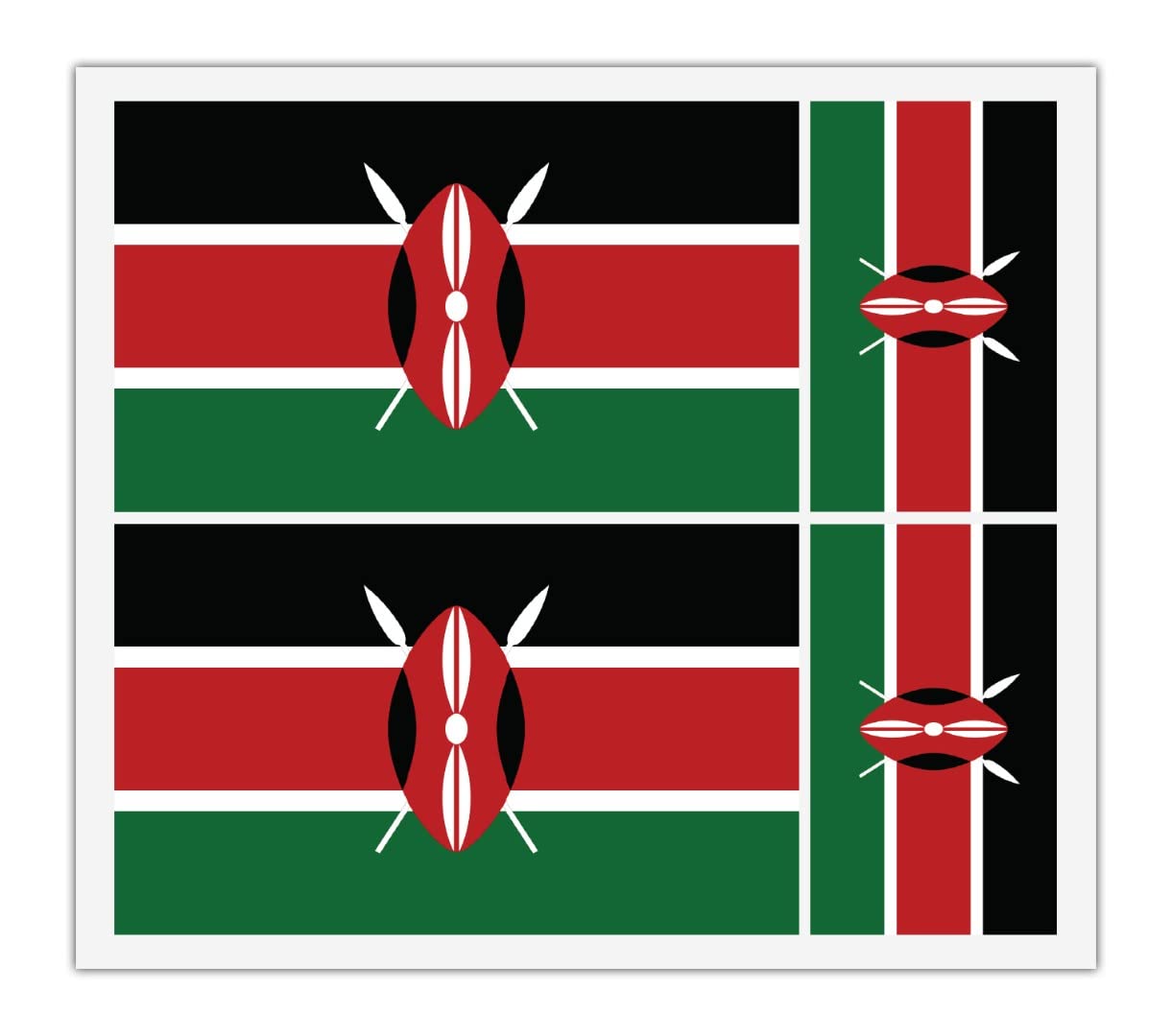 4 x Kenyan Kenya Flag Vinyl Sticker for Car Bumper Mirror iPad Van Laptop