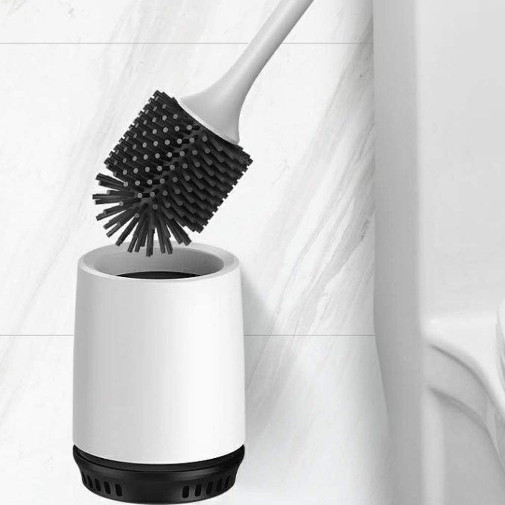Toilet Brush and Holder Long Handle Silicone Soft and Hair Wall-Mounted Bathroom Set